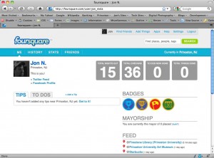 Foursquare profile page
