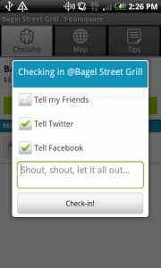 Foursquare's Android App - Venue Check-In Screen