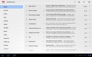 Tablet Gmail Interface